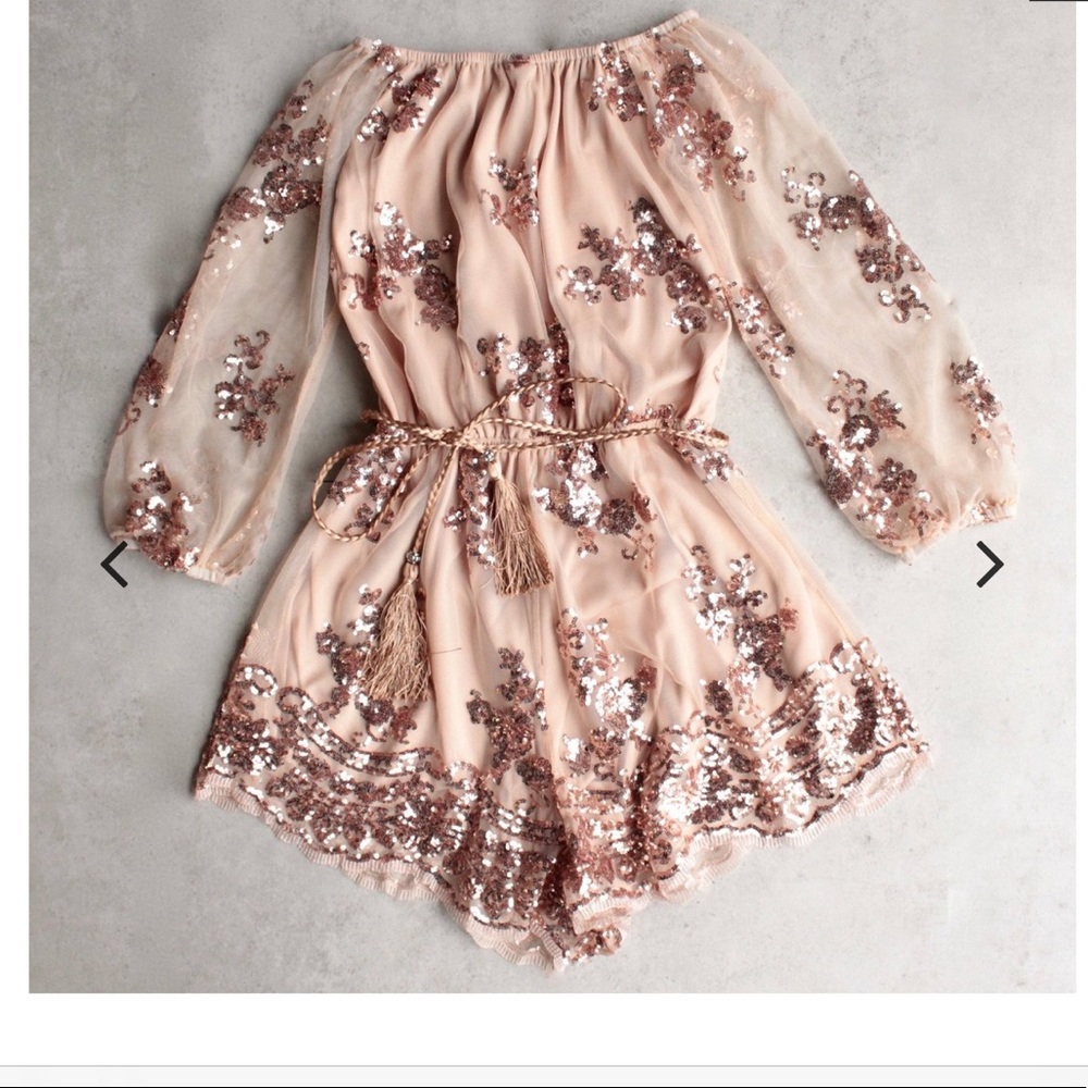 Rose gold sequin romper